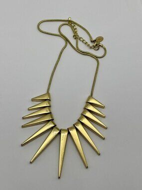 Express Spike Collar Necklace Shiny Gold-Tone Metal Statement Adjustable, Signed